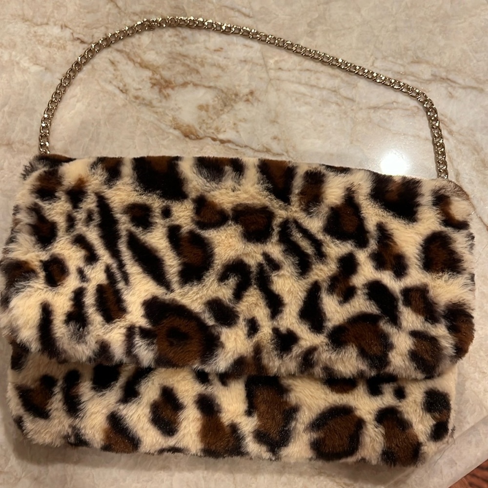 Rachel Parcell Plush Faux Leopard Fur Purse - NWT